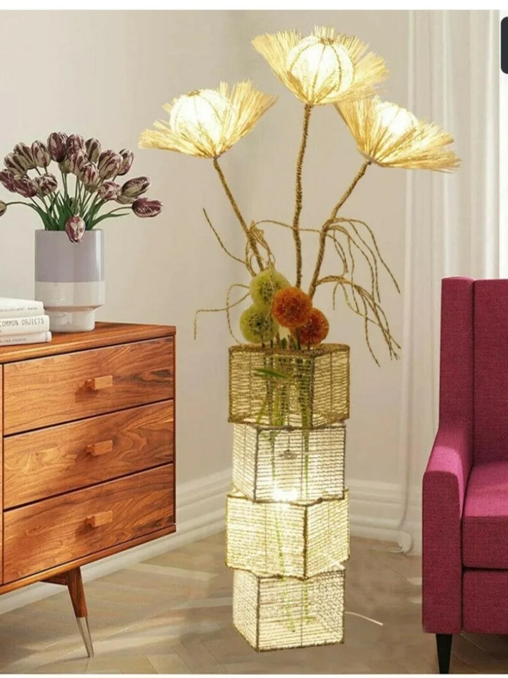 LUVODI FLOOR LAMPS 43-in Multiple finishes Standard Floor Lamp with Rattan Shade